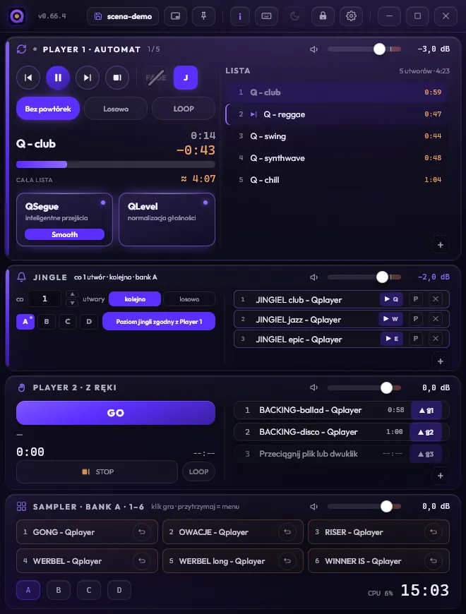 Qplayer — wąskie okno przy krawędzi ekranu